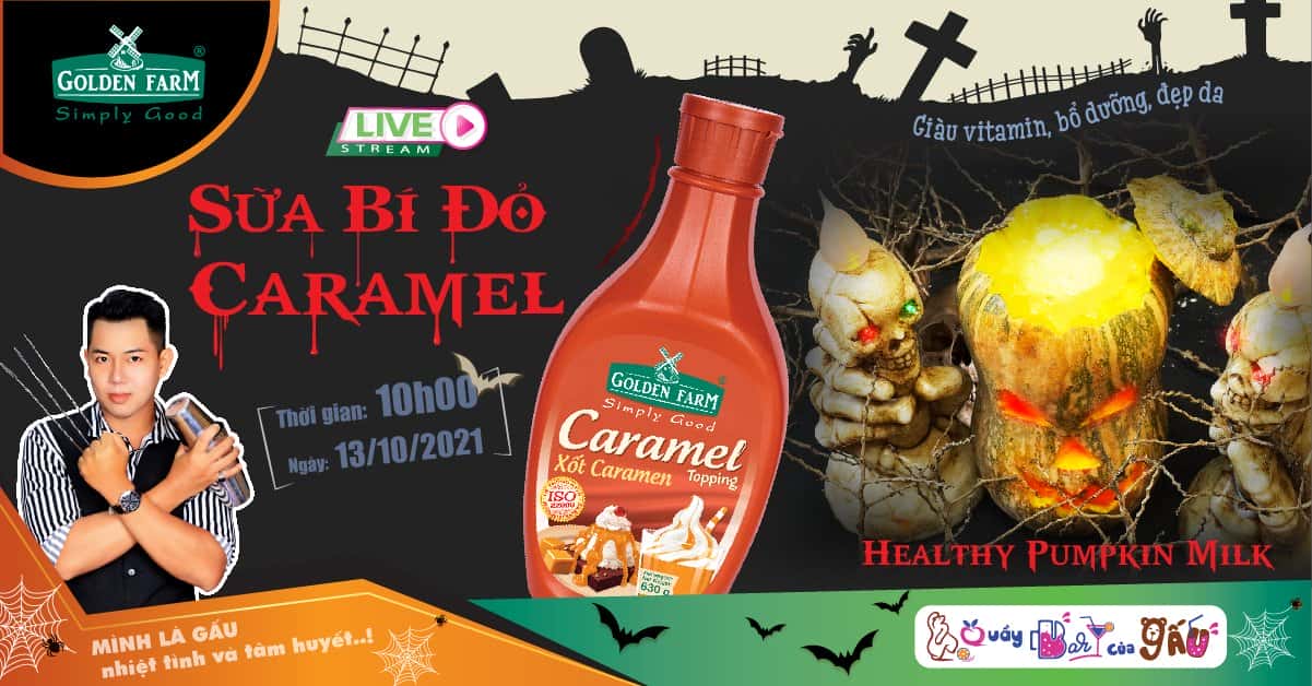 SỮA BÍ ĐỎ CARAMEL BỔ DƯỠNG CHO TIỆC HALLOWEEN