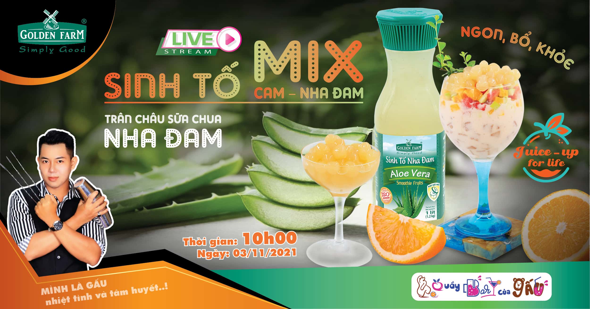 SINH TỐ CAM NHA ĐAM MIX TRÂN CHÂU SỮA CHUA