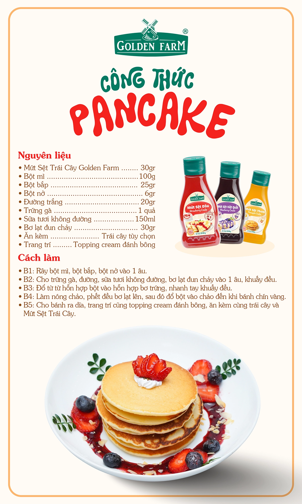Công thức làm bánh pancake
