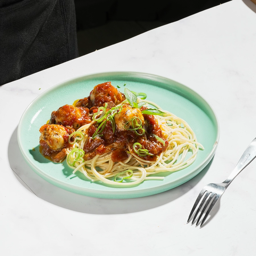 Xíu Mại Chay Xốt Spaghetti