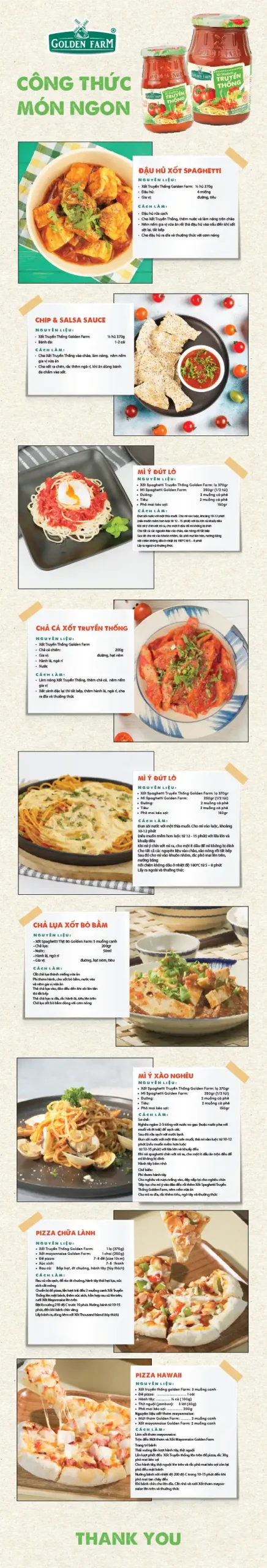 Công thức món ngon từ xốt mì spaghetti truyền thống Golden Farm