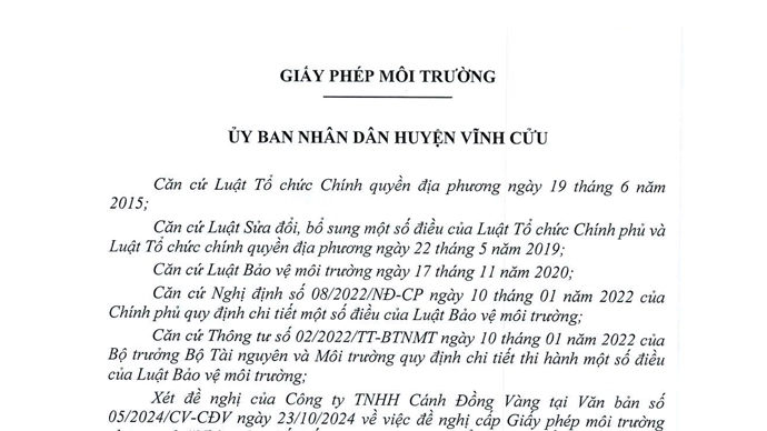 GIẤY PHÉP MÔI TRƯỜNG 2025