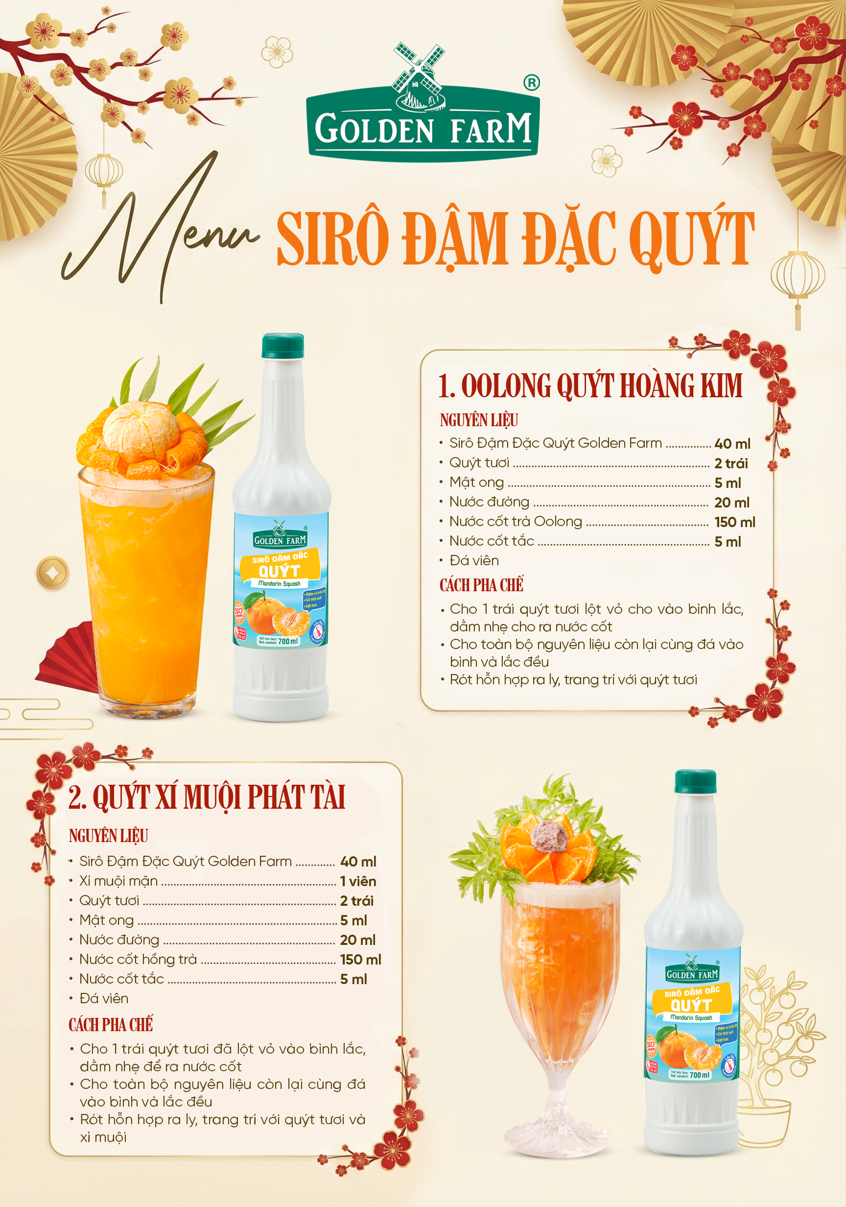 Menu Sirô Đậm Đặc Quýt Golden Farm