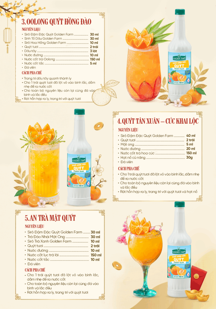 Menu Trà Quýt Sirô Đậm Đặc Quýt Golden Farm