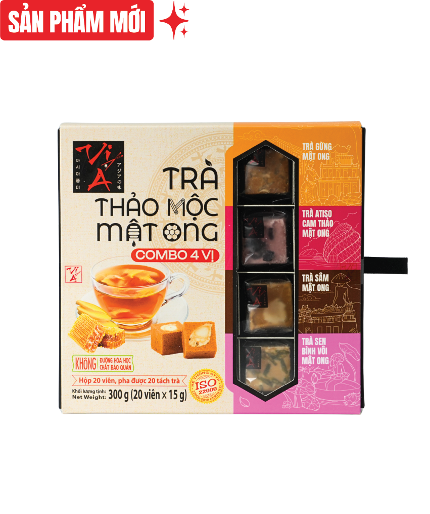 Trà Thảo Mộc Mật Ong Combo 4 Vị Viên Vị Á